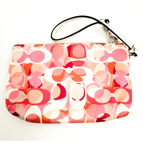 NWOT Coach Pink & White Signature Wristlet - Picture 3 of 5